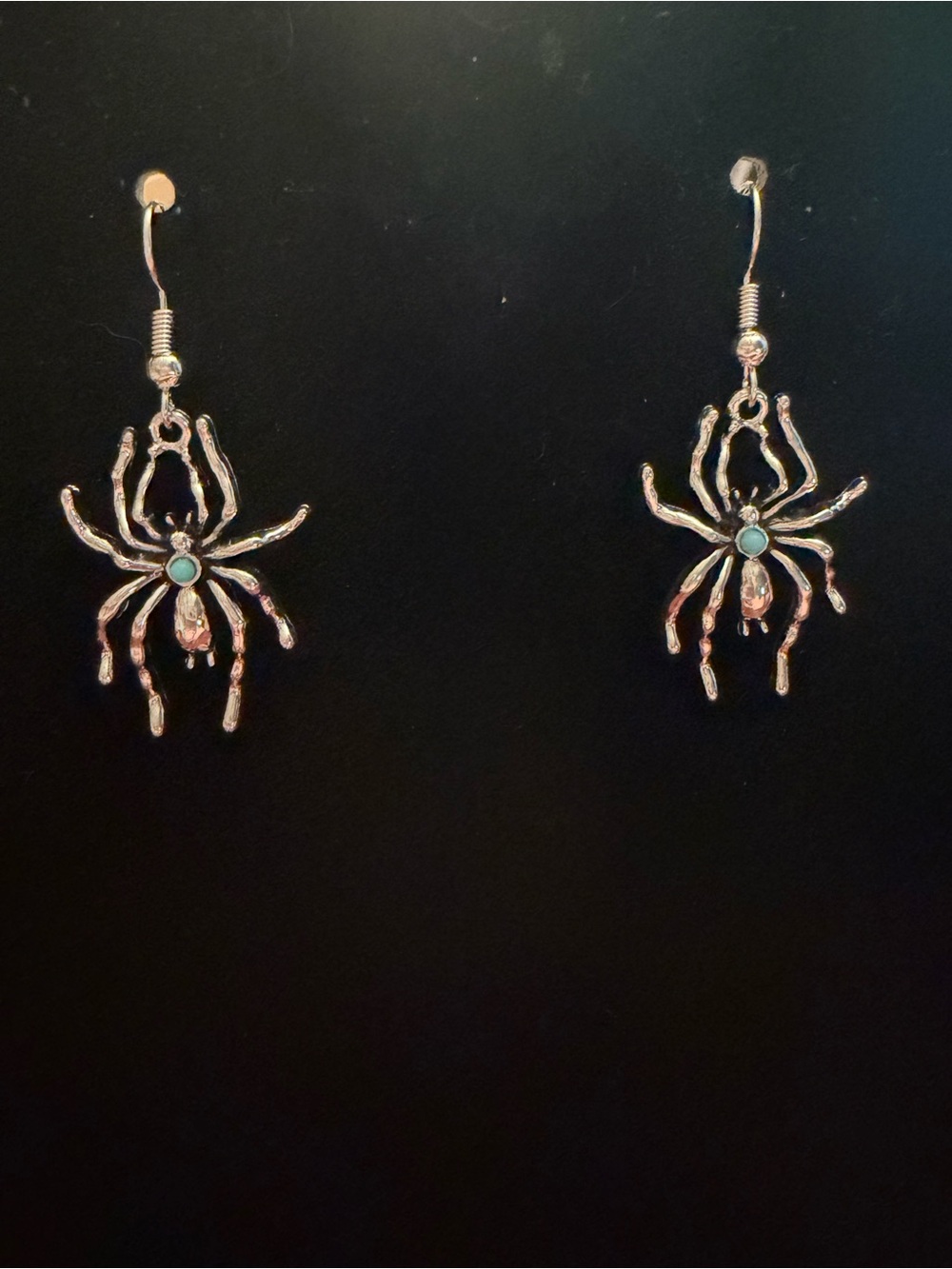 🎇Multi🎇Silver Spider Drop Earrings with Turquoise Accent (3/$15)
